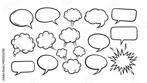 Speech Bubbles Collection: A dynamic assortment of speech bubbles and thought bubbles.