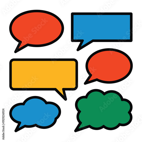 Speech Bubbles Collection: A vibrant assortment of speech bubbles in various shapes, each brimming with the promise of communication and conversation, ready to bring your message to life.