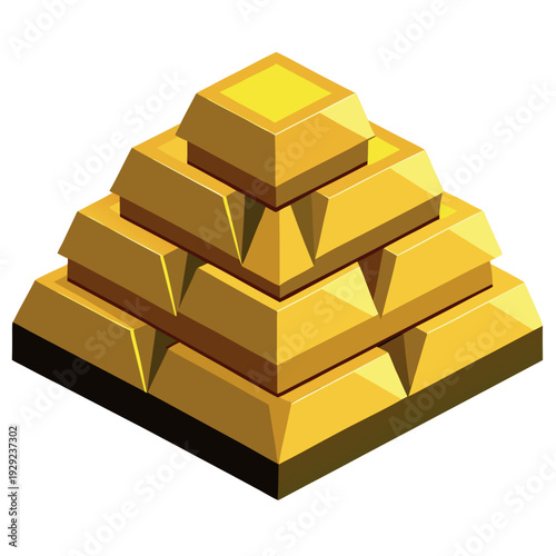 A stack of shiny gold bars arranged in a pyramid shape