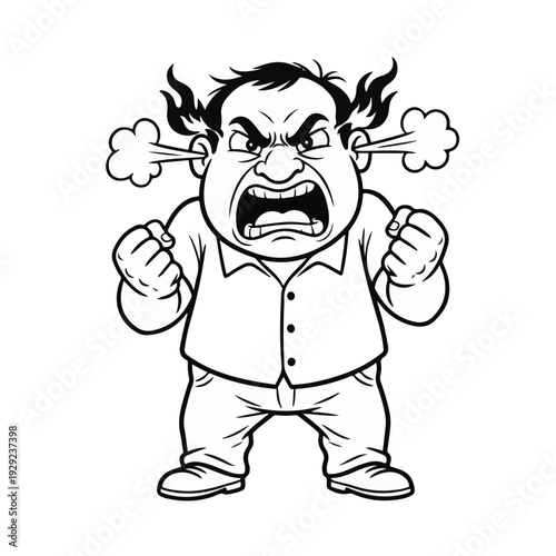 Angry man reactions line art