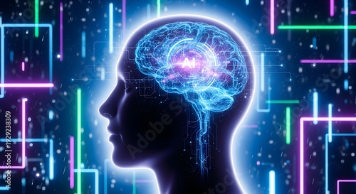 Envisioning the Digital Mind A Luminous Representation of Artificial Intelligence and Human Cognition Interacting within a Futuristic Neural Network