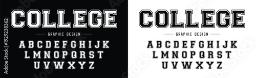 Classic college font. Vintage sport font in american style for football, baseball or basketball logos and t-shirt. Athletic department typeface, varsity style font. Vector 
