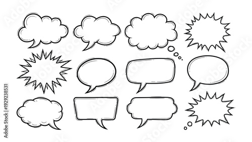 Conversation Bubbles: A variety of conversation bubbles, representing diverse thoughts and expressions, are ready to convey messages in a visually engaging and expressive manner.