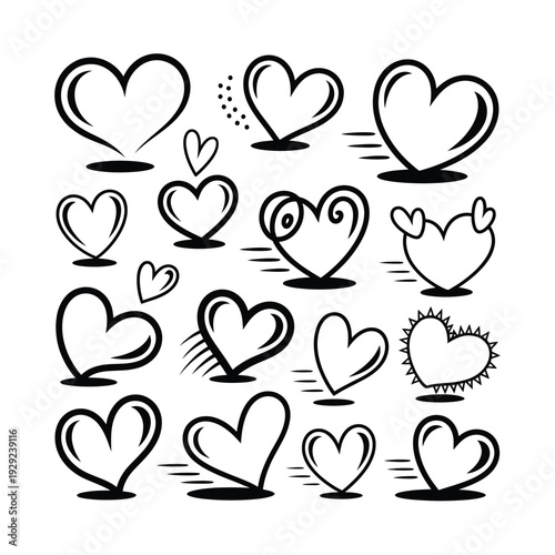 Heart Doodle Collection: A captivating set of hand-drawn heart doodles, each a unique expression of love and affection. Each heart whispers a different emotion.