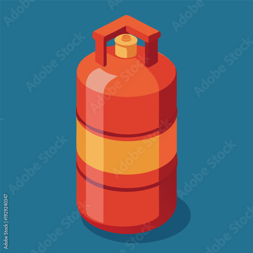 colorful plastic LPG gas bottle with red top and bottom