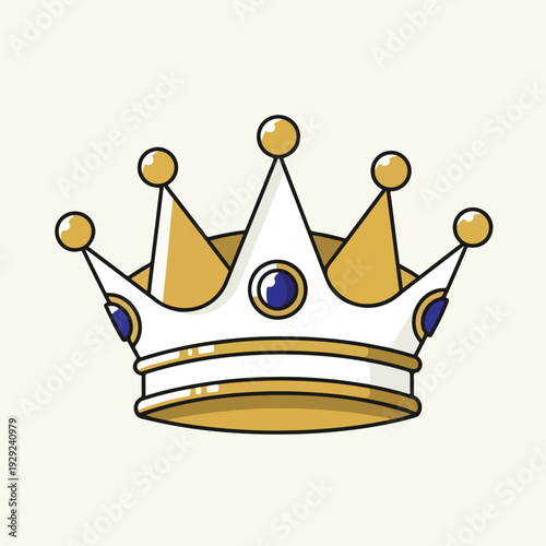 A regal illustration depicts a golden crown adorned with gems