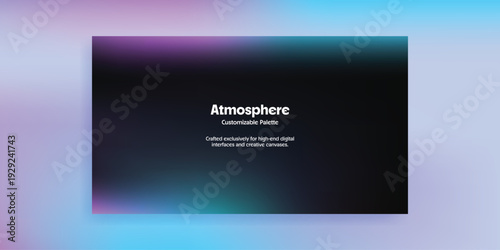 Atmosphere Presentation: A visual representation of a presentation's interface, featuring a dark central rectangle displaying the word Atmosphere and a smaller text.
