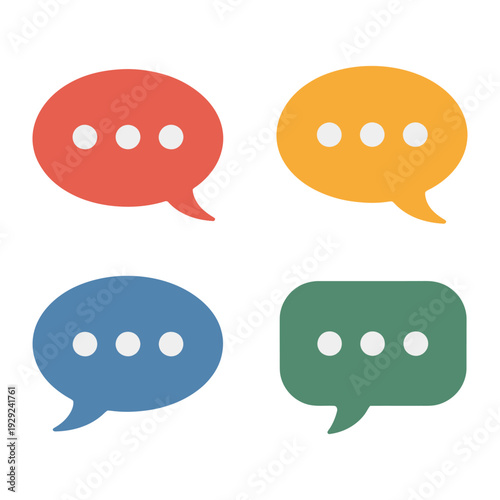 Communication Cloud: Colorful speech bubbles. Perfect for conveying ideas and dialogues. Use these graphics in your creative projects to symbolize communication, thoughts and discussion. 