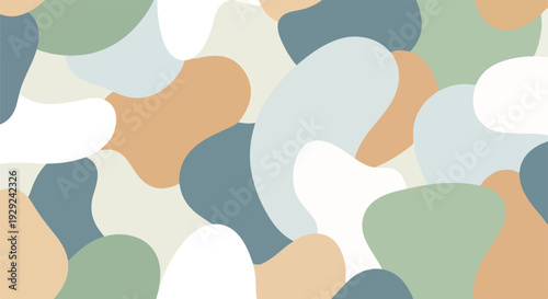 A seamless, abstract pattern of organic, layered shapes with muted tones