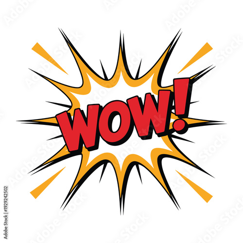 Comic Book WOW!: A vibrant comic book-style burst graphic with a bold WOW! exclamatory text, perfectly captures the moment of astonishment and surprise.