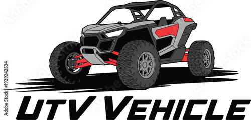 UTV off-road vehicle vector illustration with sporty design, roll cage and bold tires—ideal for motorsport artwork, adventure branding, racing design and outdoor lifestyle projects