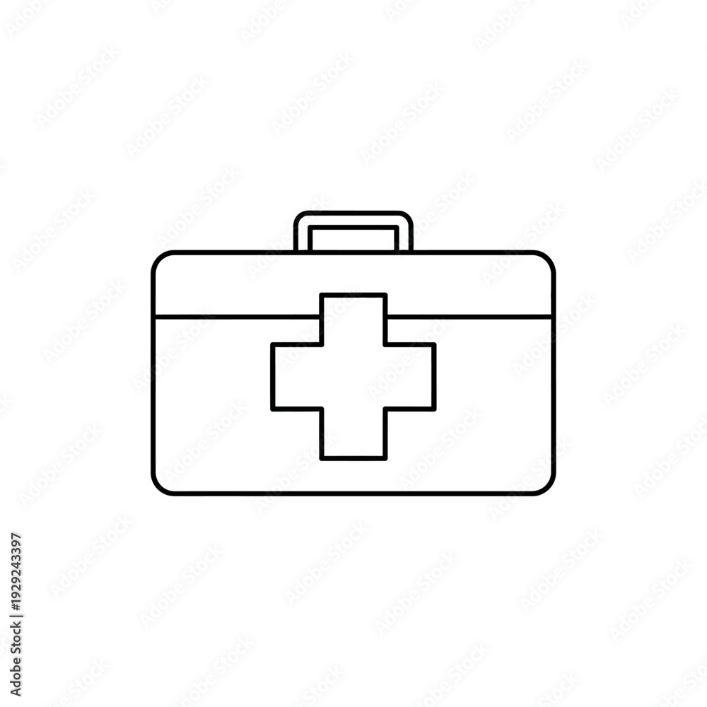 Fototapeta premium First Aid Kit Icon: Medical Emergency Box with Cross Symbol