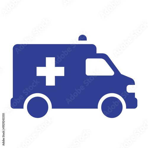 Blue Ambulance Icon with White Cross