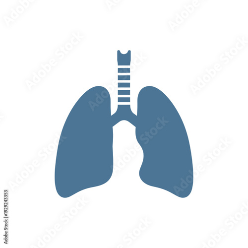 Blue Lungs Icon Isolated on White Background, Respiratory System Symbol