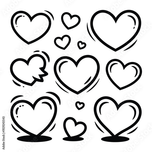 Doodle Hearts: A collection of various doodle heart illustrations, showcasing love, affection, and emotional expression.