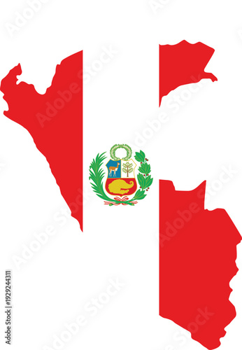 Peru Map Flag Vector Flag Map of Peru