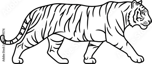 Walking Tiger Silhouette, Dynamic Jungle Predator Movement