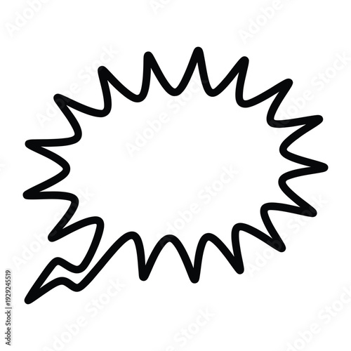 Speech Bubble: A minimalist line-art depiction of a dynamic speech bubble, perfect for conveying thoughts, ideas, or announcements.