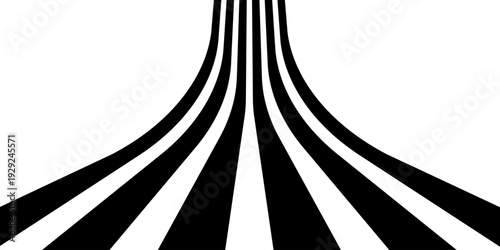 3d dimensional effect dynamic curve lines. Abstract perspective line stripes, road theme isolated on white background