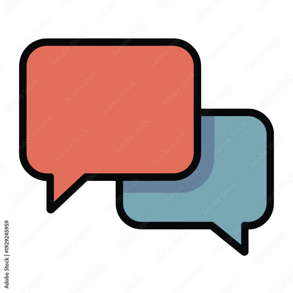 Fototapeta premium Dialogue Bubbles Illustration: Colorful dialogue bubbles float, representing communication, discussion, and conversation in a simple and abstract design. 