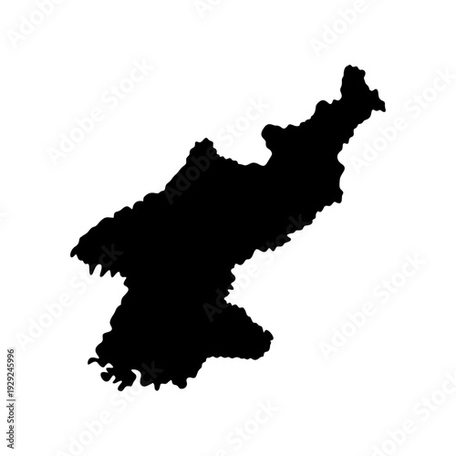 Silhouette map of North Korea, a country in East Asia on the Korean Peninsula