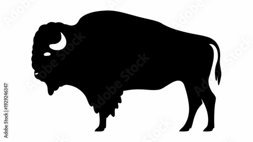 Bison silhouette standing proudly with majestic horns