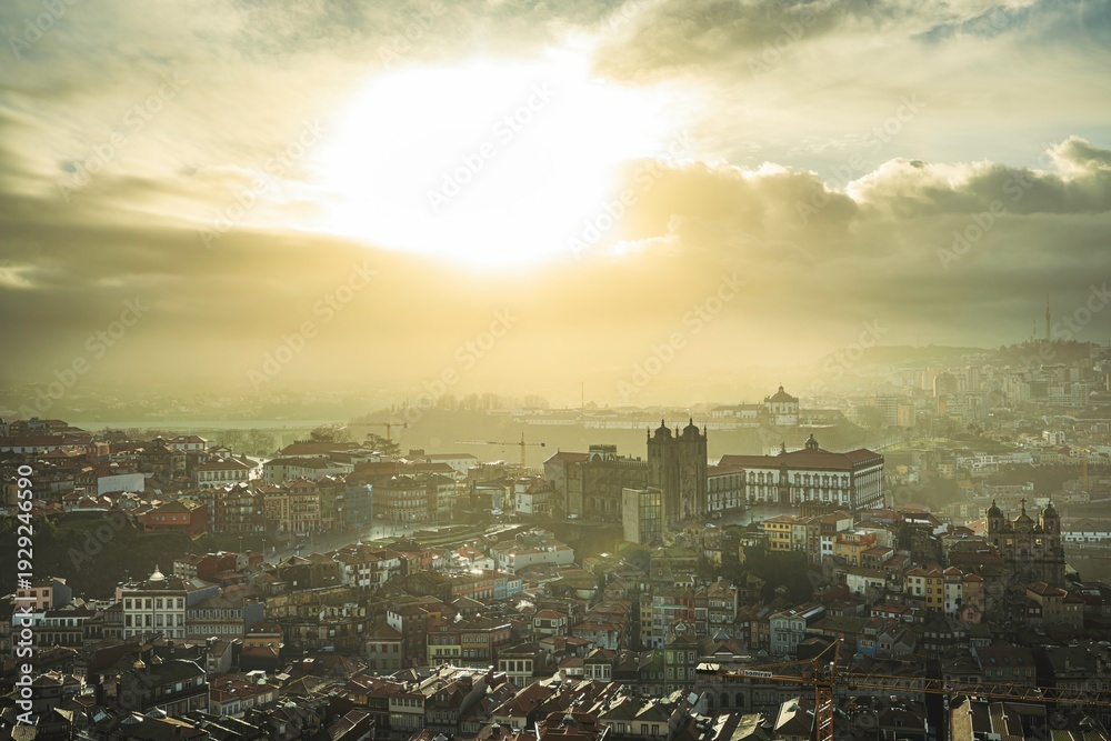 Fototapeta premium The tension in Porto, marked by record-breaking price hikes and substantial supply contraction, revealing the impact of hostile architecture on residents