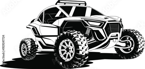 Dune buggy vector illustration with rugged tires, roll cage and reinforced suspension—ideal for offroad artwork, adventure branding, racing design and outdoor lifestyle projects