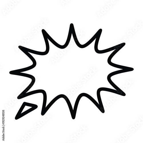 Speech bubble Icon: A minimalistic speech bubble icon, ideal for conveying thoughts, ideas, or communication. Its sharp edges create a sense of emphasis, adding visual interest.