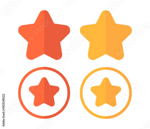 Star rating and favorite icons set, flat symbols for premium quality customer feedback reward and bookmark classification vector illustration