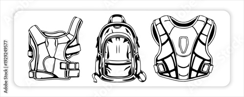 Backpack line art vector, illustration school bag travel, rucksack outline, drawing design, template on transparent, background, web design