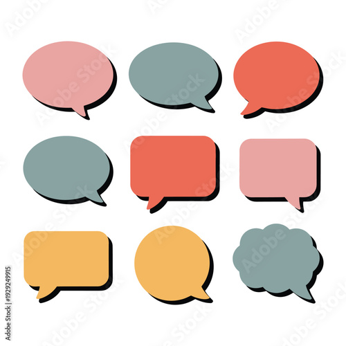Dialogue Bubbles Collection: A colorful collection of various dialogue bubbles, perfect for conveying conversations, thoughts, and ideas in a creative and engaging way.