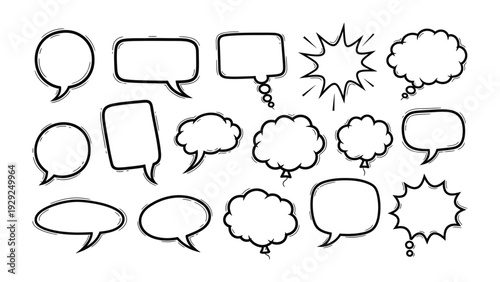Dynamic Dialogue: A collection of various speech bubbles, each ready to house thoughts, conversations, and expressions, providing a visual representation of communication and ideas.