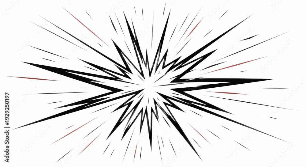 Naklejka premium Abstract Crimson and Black Radial Burst – High Impact Energy Rays Background