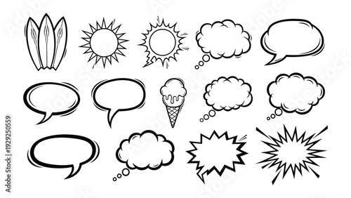 Communication and Creativity: A diverse collection of speech bubbles and related icons, each a unique vessel for thoughts, ideas, and expressions.