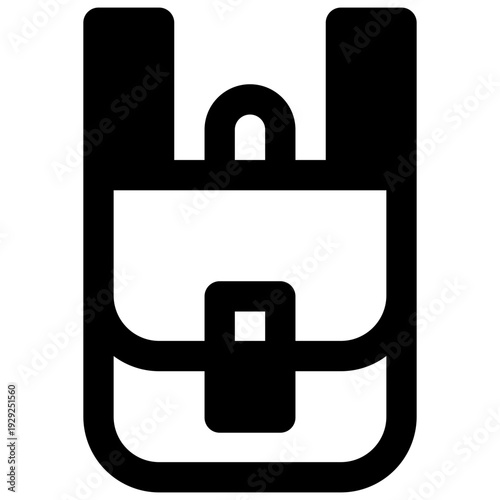 Backpack. Outlined stroke vector icon with black-filled details.