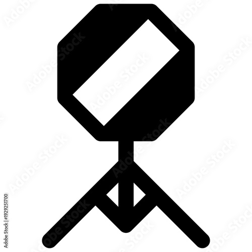 Softbox. Outlined stroke vector icon with black-filled details.