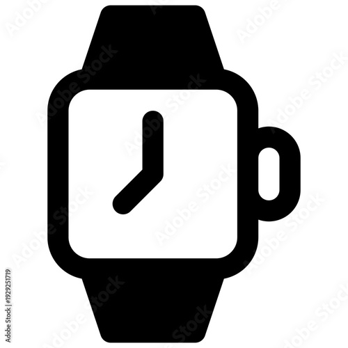 Watch. Outlined stroke vector icon with black-filled details.