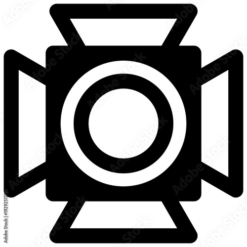 Stage light. Outlined stroke vector icon with black-filled details.