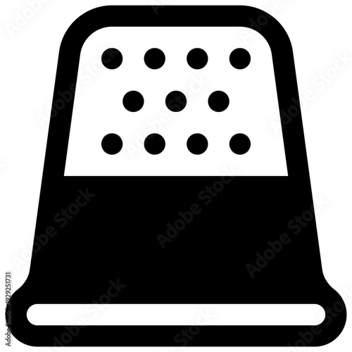 Thimble. Outlined stroke vector icon with black-filled details.