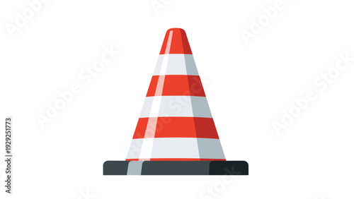 Orange and white striped traffic cone used for road safety construction warnings or parking management in public spaces and streets.