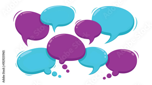 Conversation Bubbles Illustration: Colorful speech bubbles float, each a vessel for thoughts, ideas, and dialogues, embodying the essence of communication.