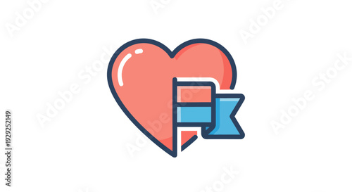 Heart Icon with Bookmark Symbol Inside.