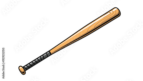 Professional wooden baseball bat with a black grip handle used in sports games for hitting home runs and practicing batting skills.