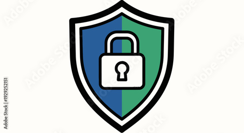 Shield with Lock Security Protection Icon.