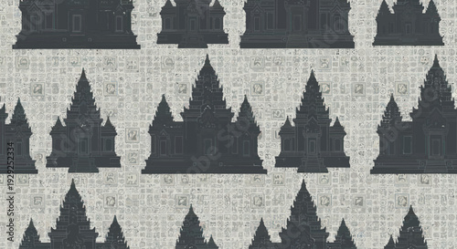 Christmas Tree Silhouettes Pattern on Fabric.