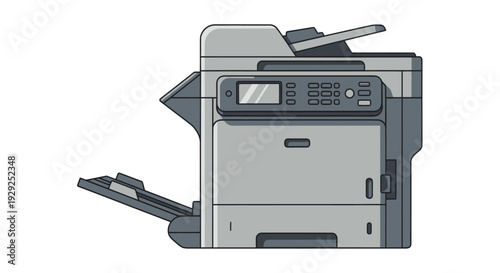 Office Printer with Open Paper Tray.