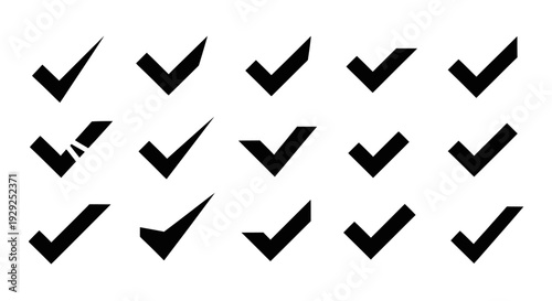 Black Check Marks on White Background.