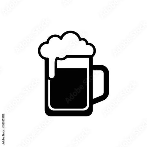 Beer Mug Icon – Foamy Beer Glass Beverage Vector Illustration