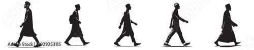 vector silhouette of a Muslim man walking to mosque side view